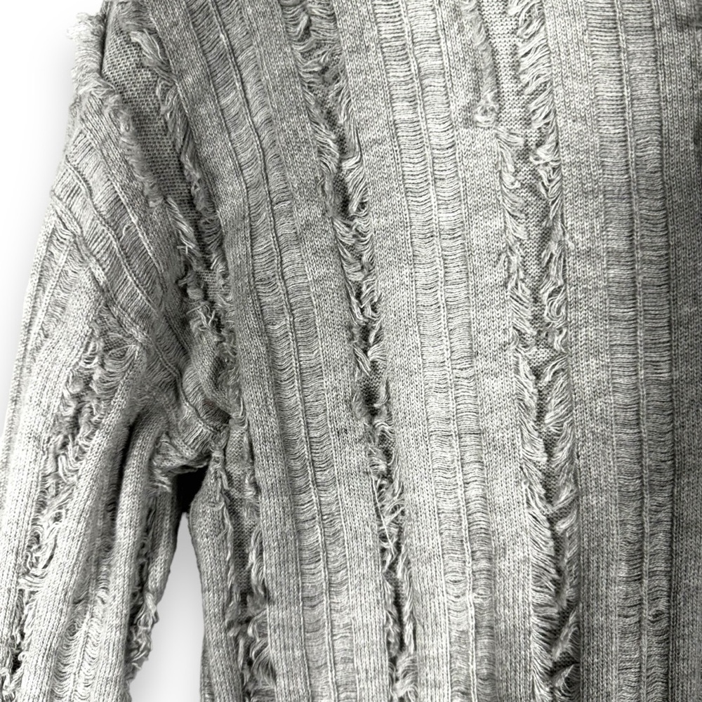 4 for $20 SALE! Harper Lane Stitch Fix Frayed Fringe Rib Sweater, Grey, Size S - Picture 7 of 10